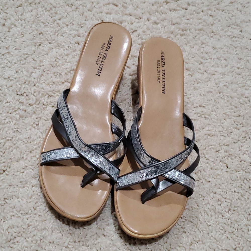 Size 8.5 Marzia Vellutini Strap Wedge Sandals